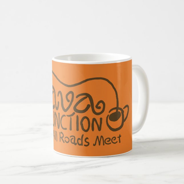 Taza De Café Junción Java con texto café marrón (Anverso derecho)