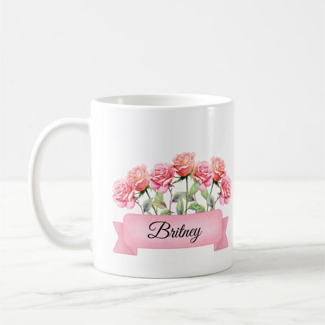 Taza De Café June Birth Flower Rosa (Izquierda)