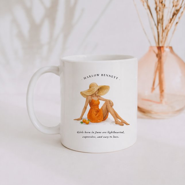 Taza De Café June Birth Month Girl | Monogram  (Subido por el creador)