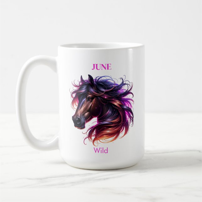 Taza De Café June Birth Month Spirit Animal Horse (Izquierda)