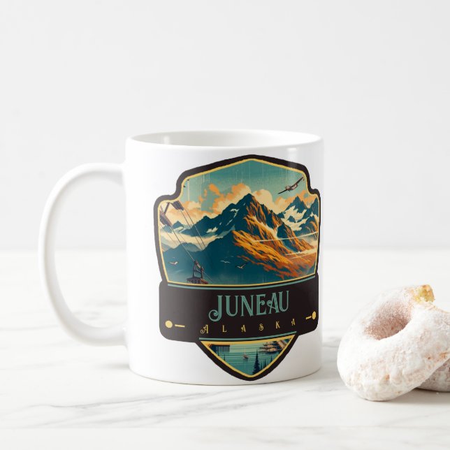 Taza De Café Juneau, Alaska | Antiguo (Con donut)
