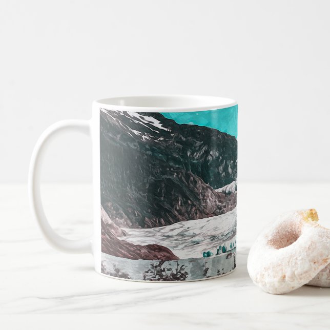 TAZA DE CAFÉ JUNEAU - TONGASS - MENDENHALL GLACIER - ALASKA EE. (Con donut)