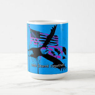 Taza De Café Juntos - Banderas de Canadá y EE. UU. y Águila