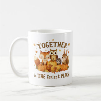 Taza De Café Juntos Es El Lugar Más Acogedor Animales Del Bosqu