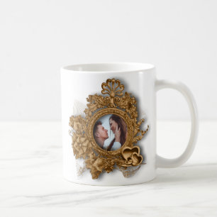 Taza De Café "Juntos para siempre" Marco de foto vintage dorado