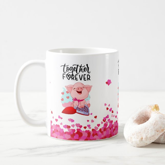 Taza De Café Juntos por siempre Valentines (Con donut)