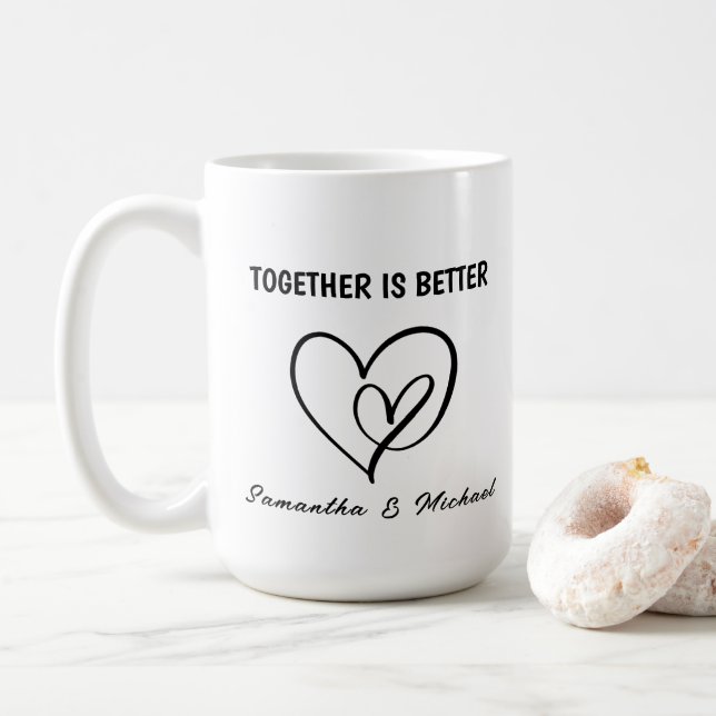 Taza De Café Juntos somos mejores El día de San Valentín (Con donut)