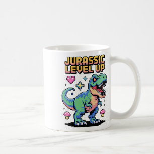 Taza De Café Juric Sube de Nivel Dinosaurio Pixel Gamer Retro 1