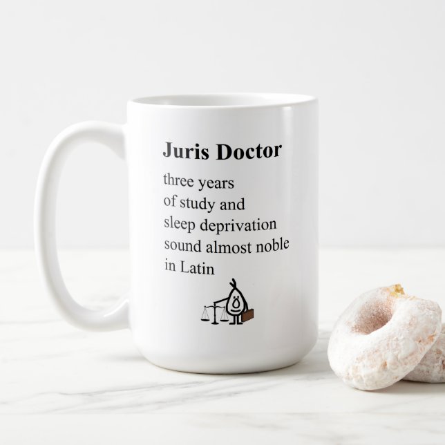 Taza De Café Juris Médica, un gracioso poema de graduación de l (Con donut)