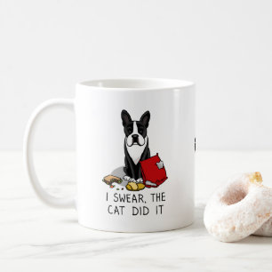 Taza De Café Juro, el gato lo hizo Boston Terrier (negro)