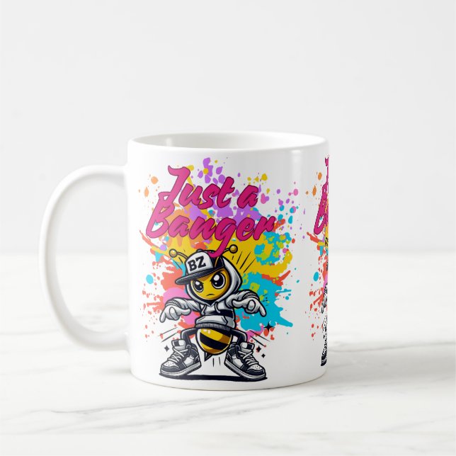 Taza De Café Just a Banger – Stylish Streetwear Design (Izquierda)