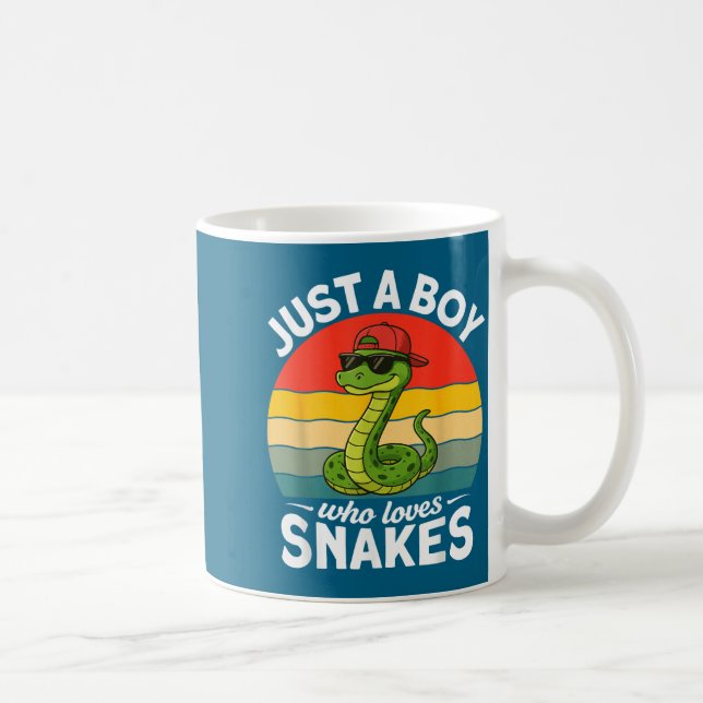 Taza De Café Just A Boy Who Loves Snakes Funny Snake Reptile Ki (Derecha)