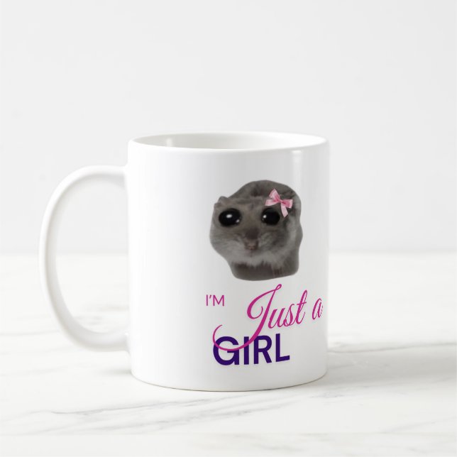 Taza De Café Just a Girl Mug – Cute Sad Hamster  (Izquierda)