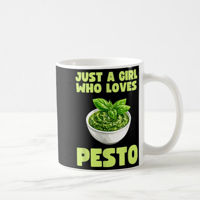 Taza De Café Just A Girl Who Loves Pesto Basil Pasta Italian Ad (Derecha)
