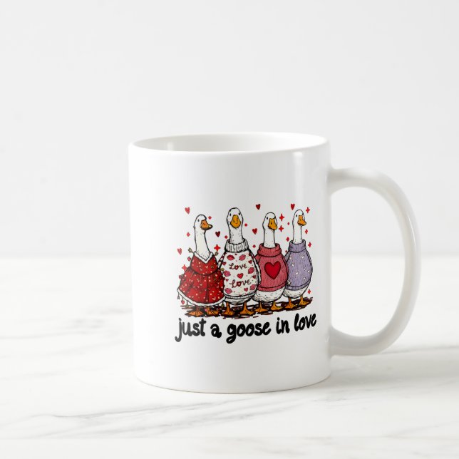 Taza De Café Just A Goose In Love Valentine Funny Goose Men Wom (Derecha)
