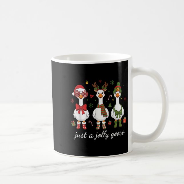 Taza De Café Just A Jolly Goose, Retro Christmas Goose, Santa G (Derecha)