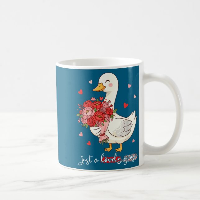 Taza De Café Just A Lovely Goose Bouquet Roses Floral Valentine (Derecha)