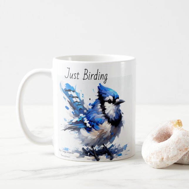Taza De Café Just Birding Blue Jay (Con donut)