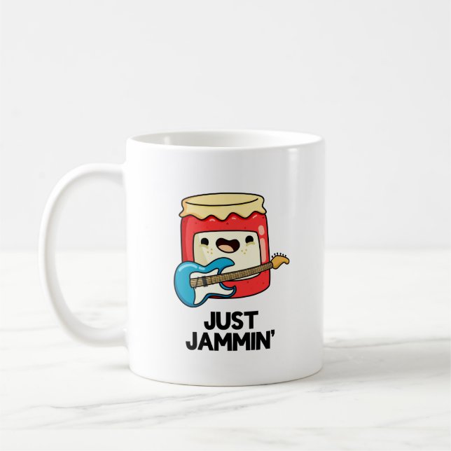 Taza De Café Just Jammin Funny Rocker Jam Pun (Izquierda)