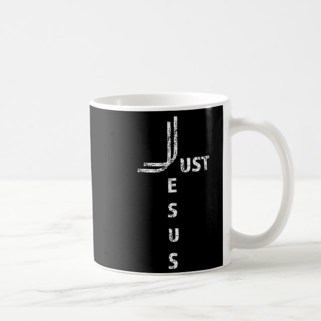 Taza De Café Just Jesus Minimal Cross Back Design For Christian (Derecha)