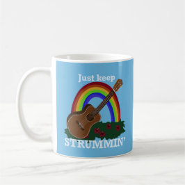 Taza De Café Just Keep Strummin’ Ukulele Rainbow Hawaiian