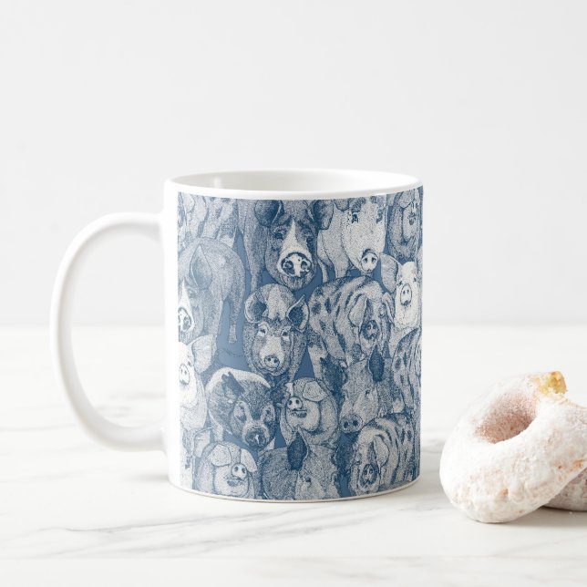 Taza De Café just pigs cobalt denim (Con donut)