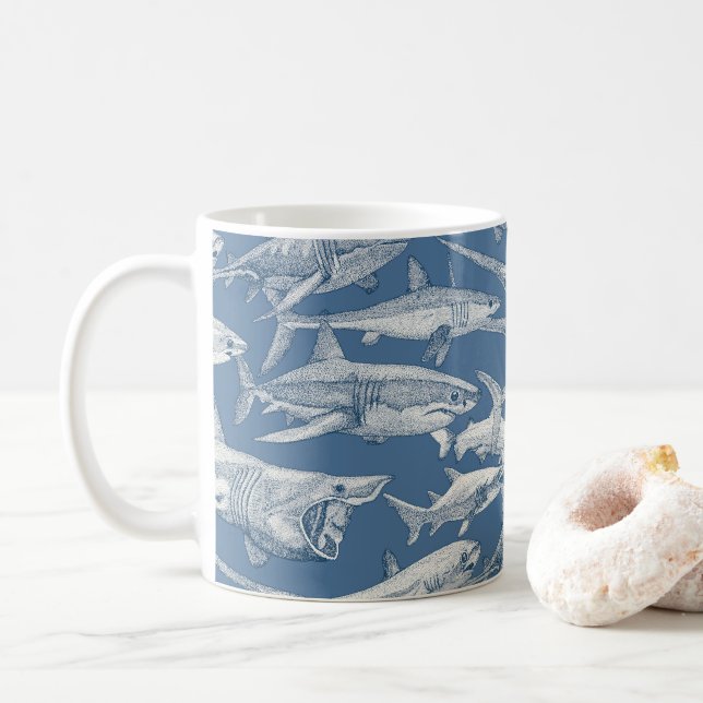 Taza De Café just sharks cobalt denim (Con donut)