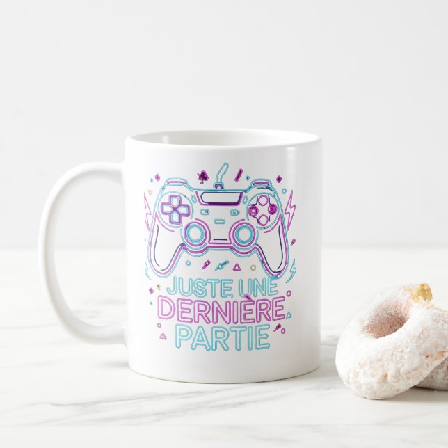 Taza De Café Juste Une Dernière Partie Gamer Mug - Retro (Con donut)