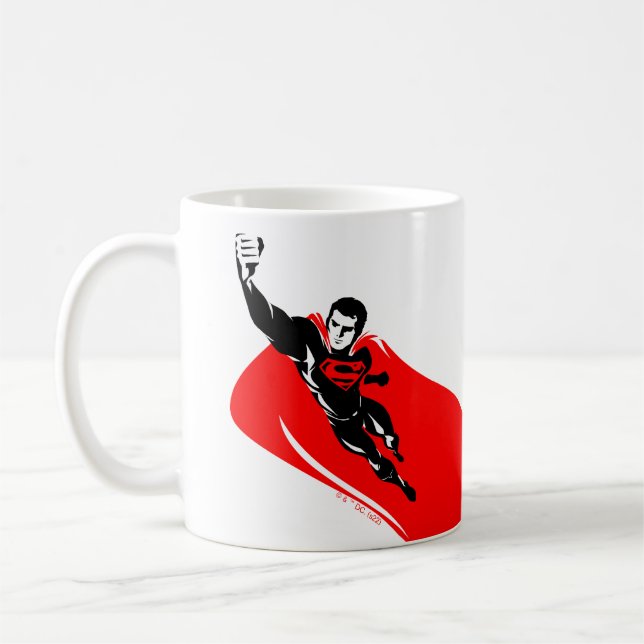 Taza De Café Justice League | Superman Flying Noir Pop Art (Izquierda)