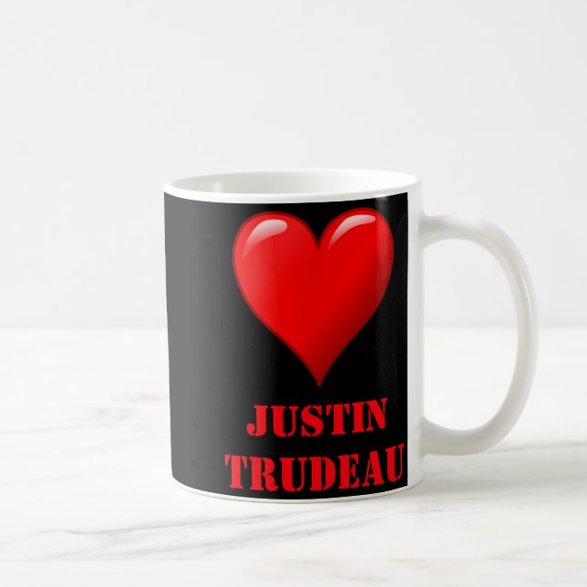 Taza De Café Justin Trudeau Cute Red Heart Love Red White Cool  (Derecha)