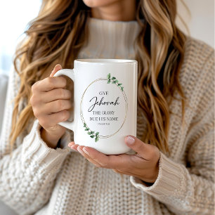 Taza De Café JW 2025 Año Mug de texto con eucalipto