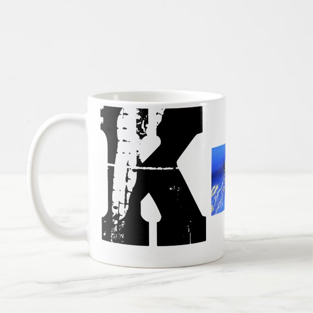 Taza De Café K Monograma Grunge Typographic Mug (Izquierda)