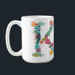 Taza De Café K Monograma Mug, Floral K Inicial, Botánico<br><div class="desc">Letra K taza inicial.</div>