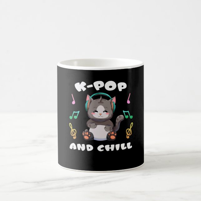 Taza De Café K-Pop and Chill Anime Cat Manga Music Kpop Fans (Centro)