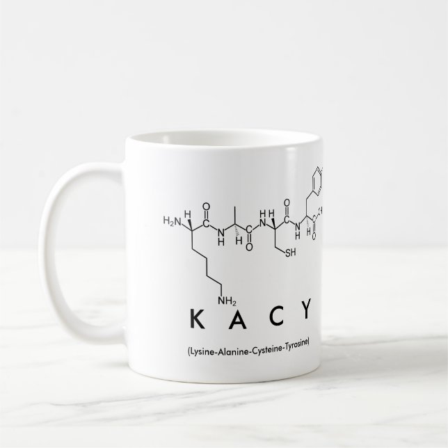 Taza De Café Kacy peptide name mug (Izquierda)