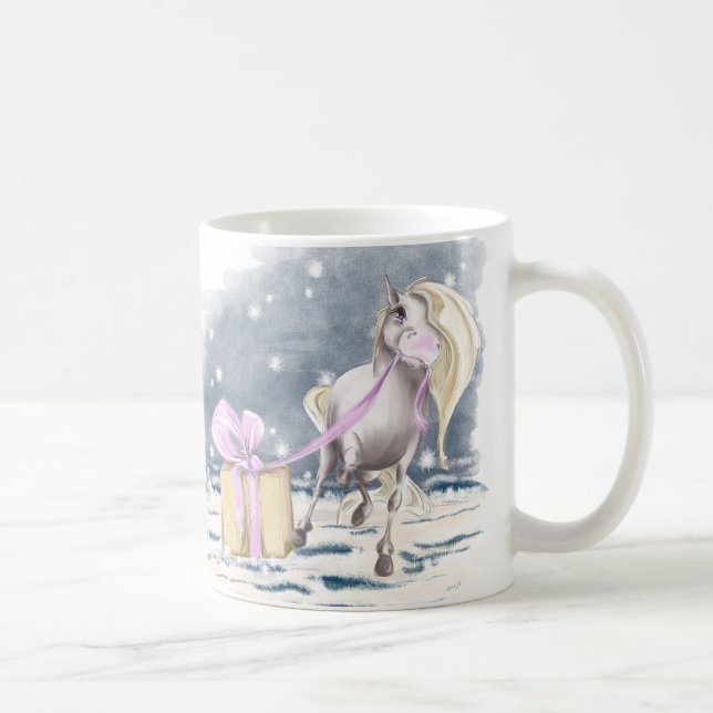 Taza De Café Kaffetasse Weihnachts-Pferdebild (Derecha)