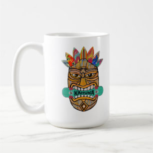 Taza De Café Kahuna Tiki Mask Skateboard Surfer King Hawaii