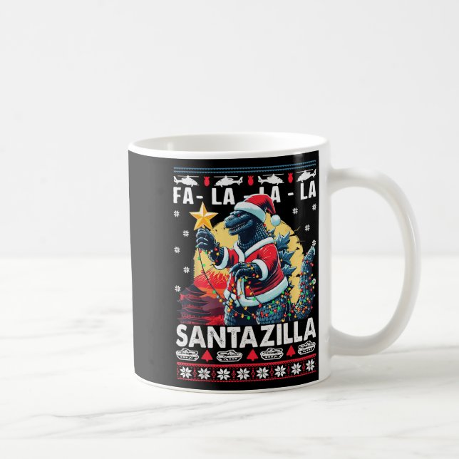 Taza De Café Kaiju Christmas Santazilla Japanese Monster Dinosa (Derecha)