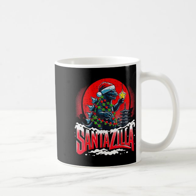 Taza De Café Kaiju Christmas Santazilla Japanese Monster Dinosa (Derecha)