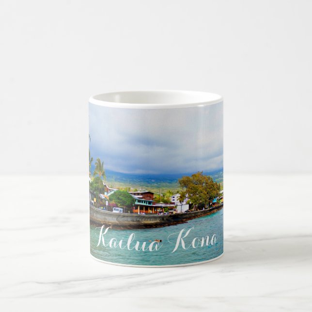 Taza De Café Kailua Kona Pier Hawaii Pintura del petróleo Arte  (Centro)