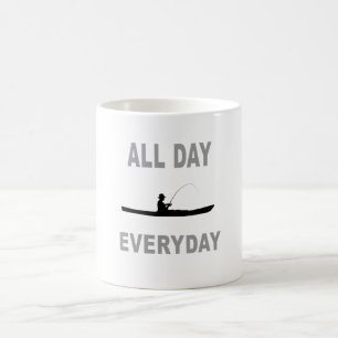 Taza De Café Kajak que pesca todo el día diario