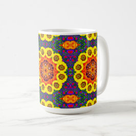Taza De Café Kaléidoscope de fleurs dorées