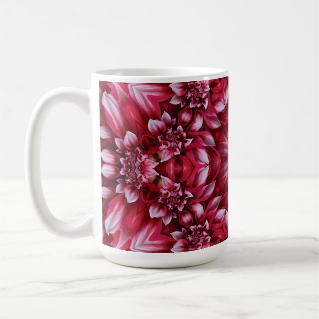 Taza De Café Kaleidoscopic Crimson Dahlia (Izquierda)
