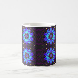 Taza De Café Kaleidoscopio de flores azules