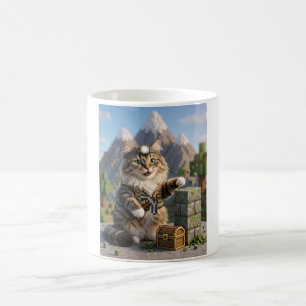 Taza De Café KAM KAM El Explorador De Voxel Arte De Gato Gamer