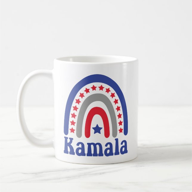 Taza De Café Kamala Boho político Patriótico Rainbow Retro (Izquierda)