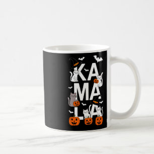 Taza De Café Kamala Gato de Halloween Calabaza Bruja Sombrero A