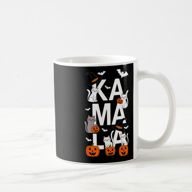 Taza De Café Kamala Halloween Cat Pumpkin Gorra de brujas Lover (Derecha)