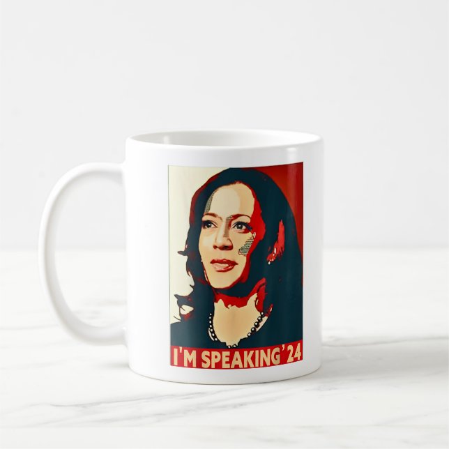 Taza De Café Kamala Harris 2024 Divertido, estoy hablando24 (Izquierda)