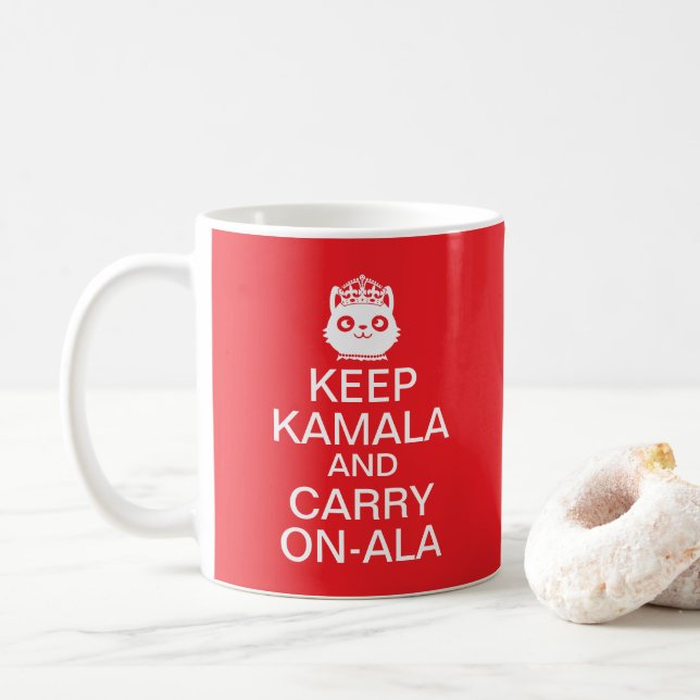 Taza De Café Kamala Harris 2024 El Presidente Sigue Tranquilo (Con donut)